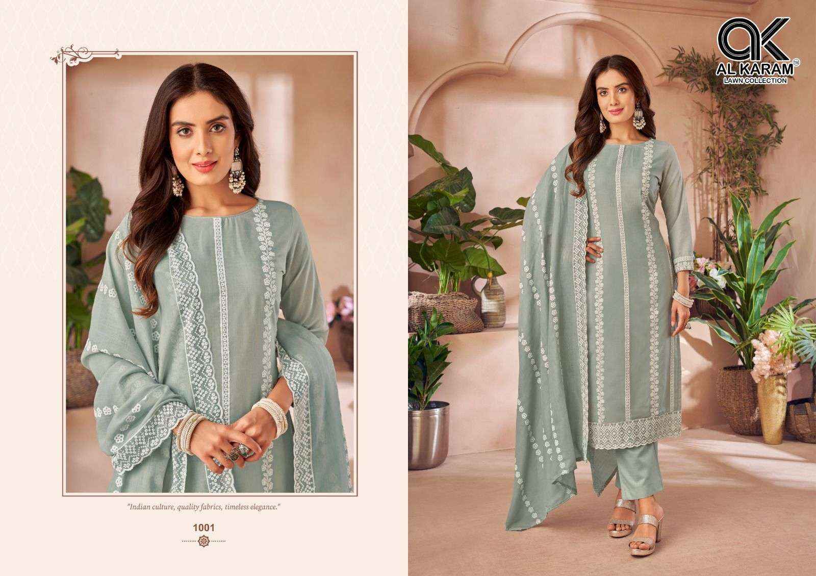 AL KARAM LUCKNOWI COTTON FANCY WORK SALWAR KAMEEZ ( 4 PCS CATALOGUE )