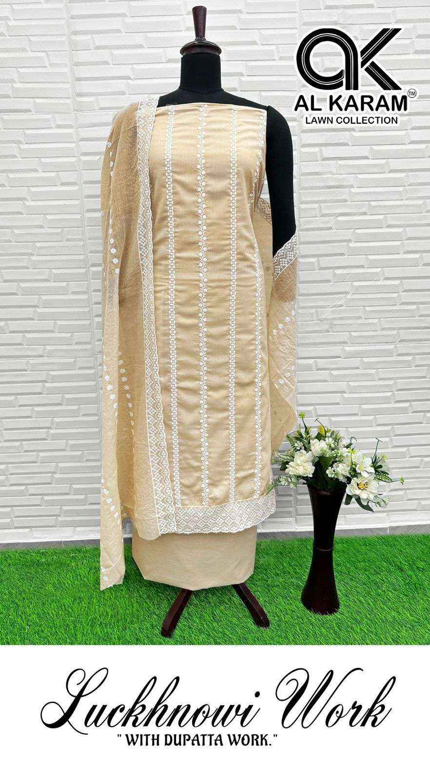 AL KARAM LUCKNOWI COTTON FANCY WORK SALWAR KAMEEZ ( 4 PCS CATALOGUE )