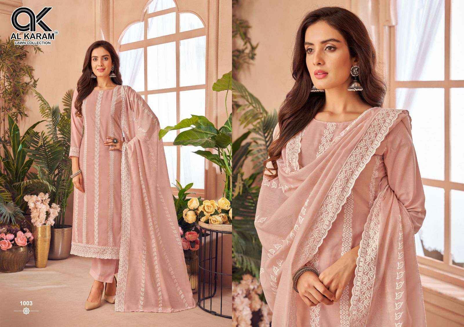 AL KARAM LUCKNOWI COTTON FANCY WORK SALWAR KAMEEZ ( 4 PCS CATALOGUE )