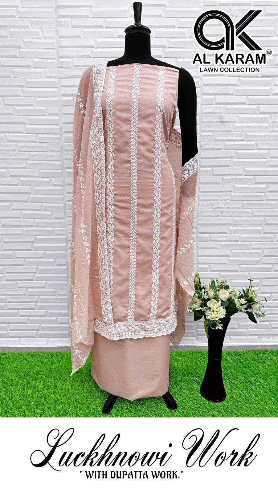 AL KARAM LUCKNOWI COTTON FANCY WORK SALWAR KAMEEZ ( 4 PCS CATALOGUE )
