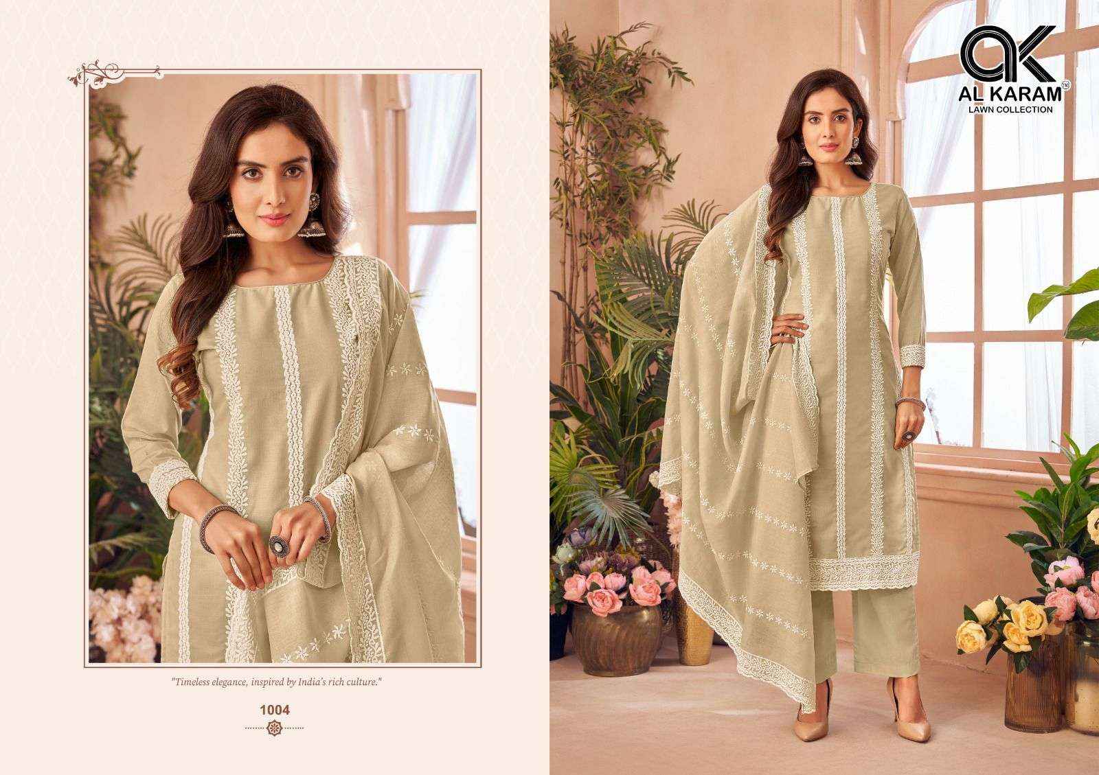 AL KARAM LUCKNOWI COTTON FANCY WORK SALWAR KAMEEZ ( 4 PCS CATALOGUE )