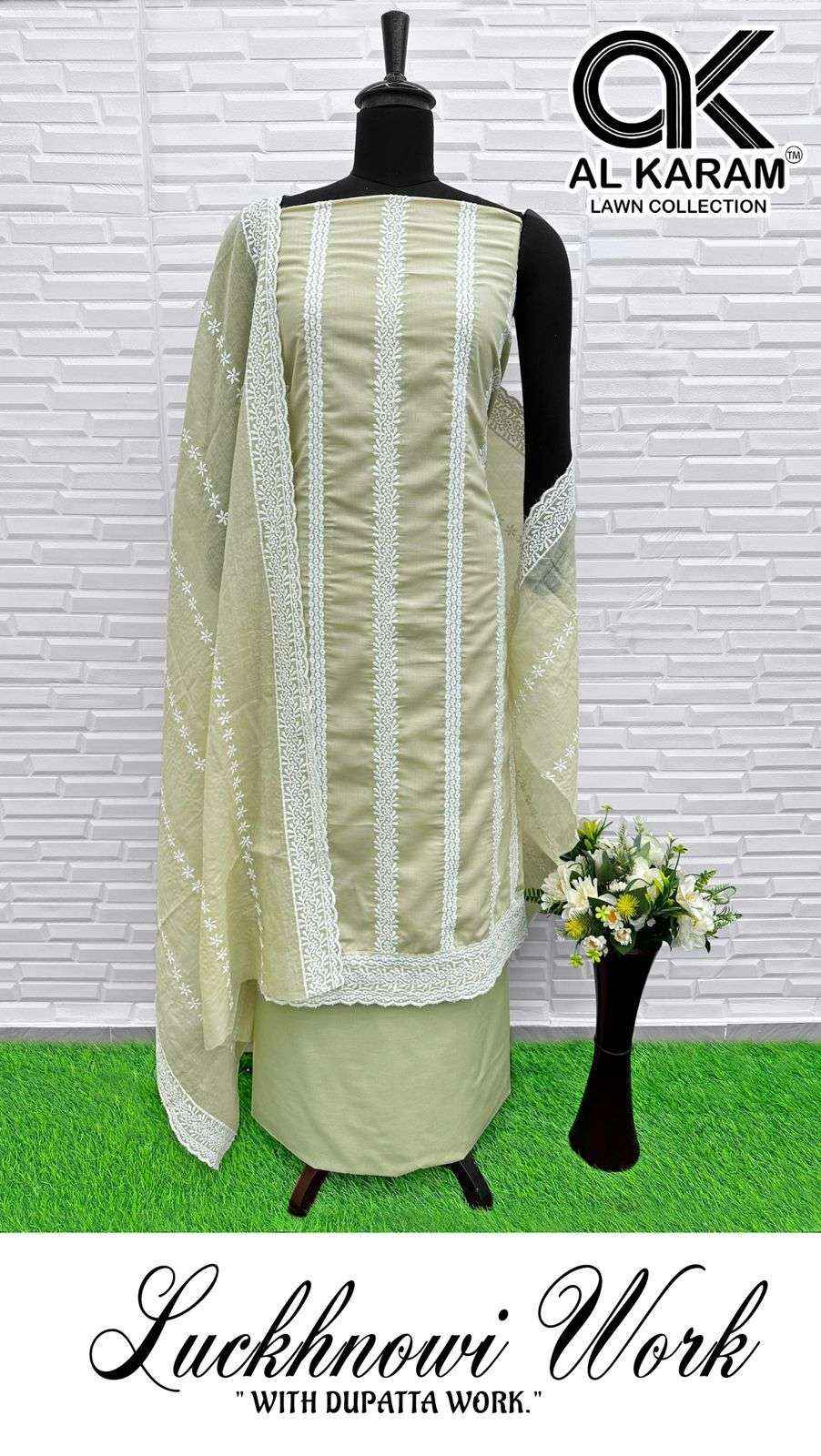 AL KARAM LUCKNOWI COTTON FANCY WORK SALWAR KAMEEZ ( 4 PCS CATALOGUE )