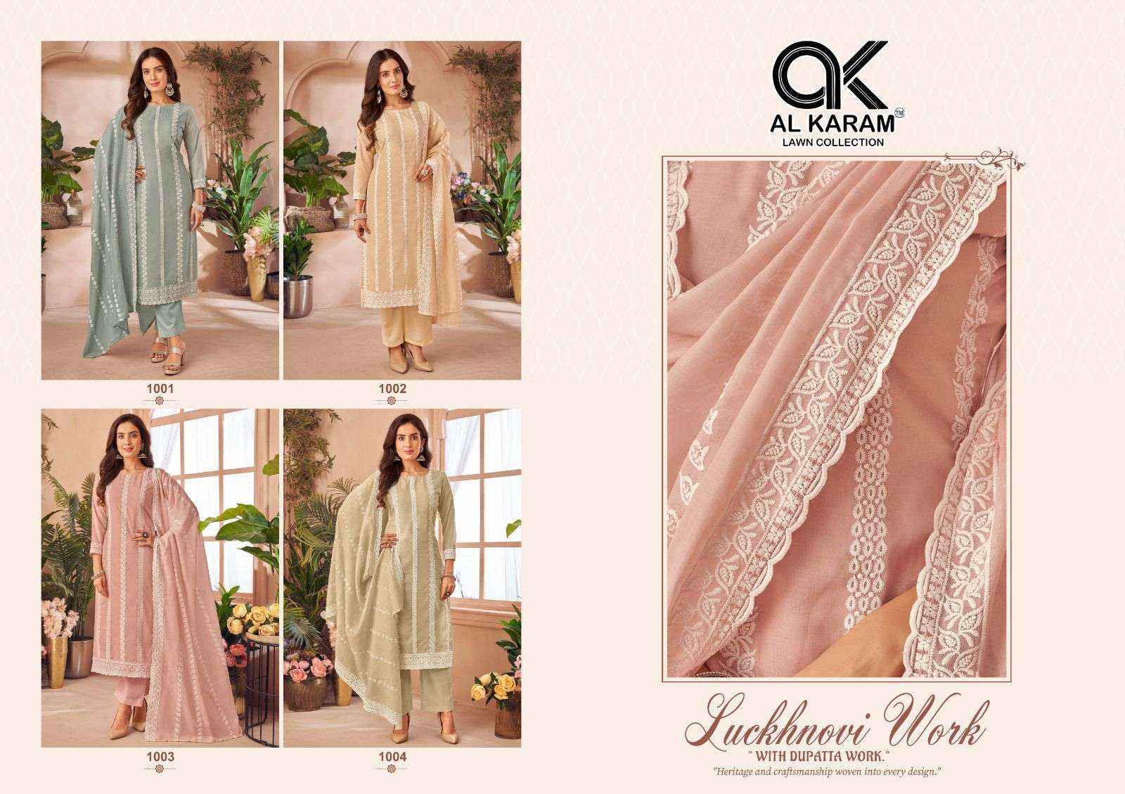 AL KARAM LUCKNOWI COTTON FANCY WORK SALWAR KAMEEZ ( 4 PCS CATALOGUE )