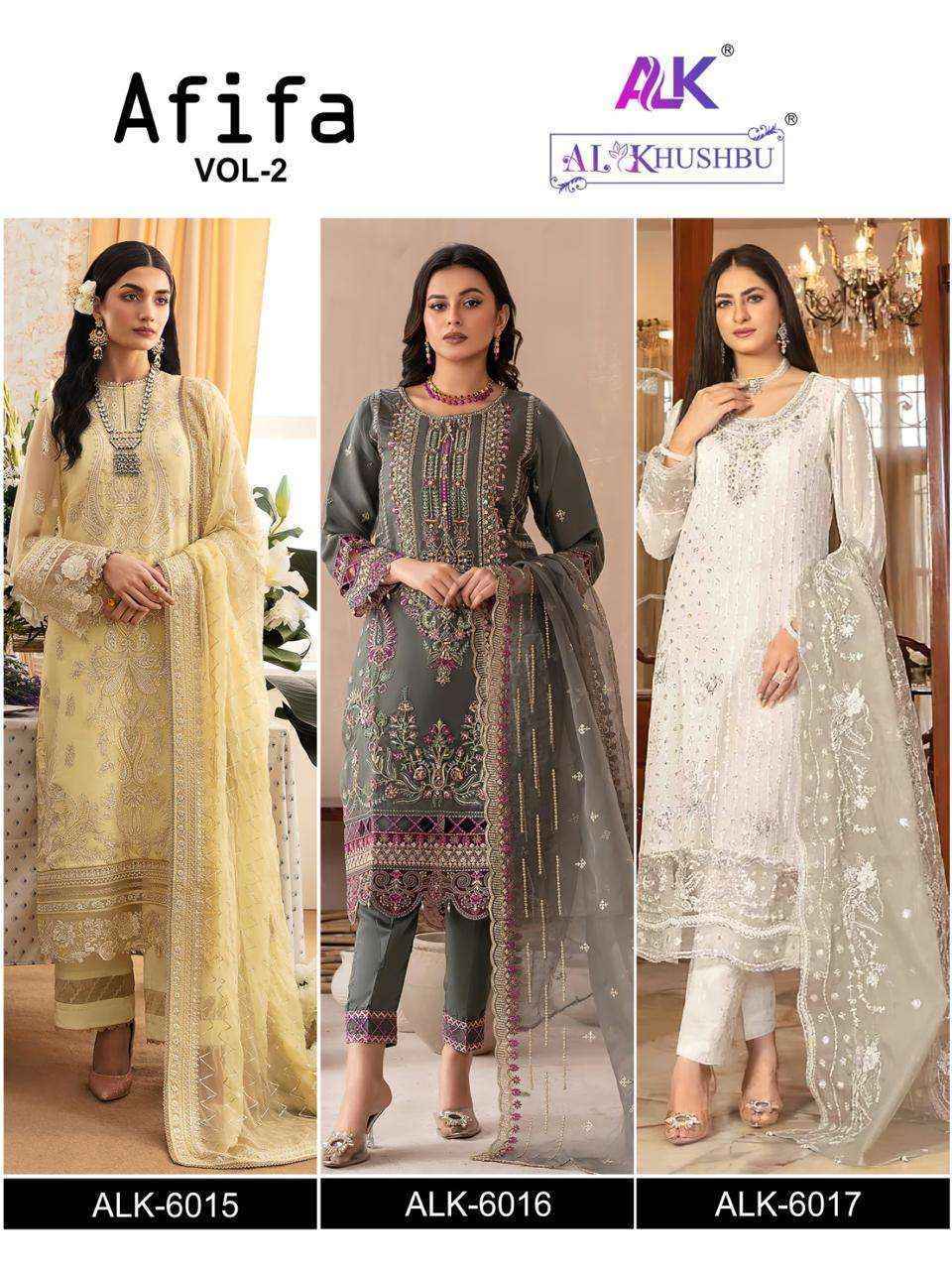 AL Khushbu Afifa Vol 2 Georgette salwar kameez wholesale price  (3 pcs catalog )