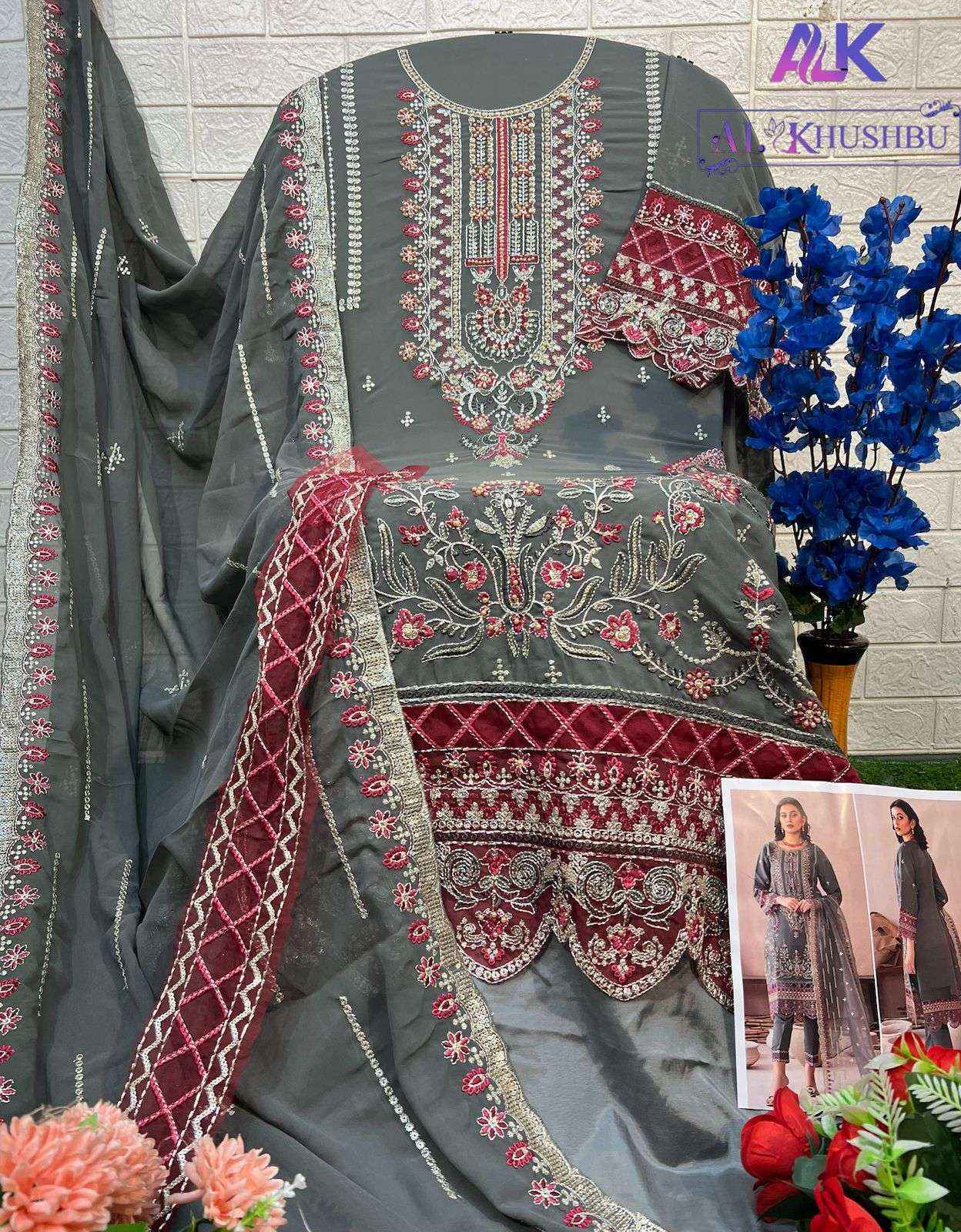 AL Khushbu Afifa Vol 2 Georgette salwar kameez wholesale price  (3 pcs catalog )