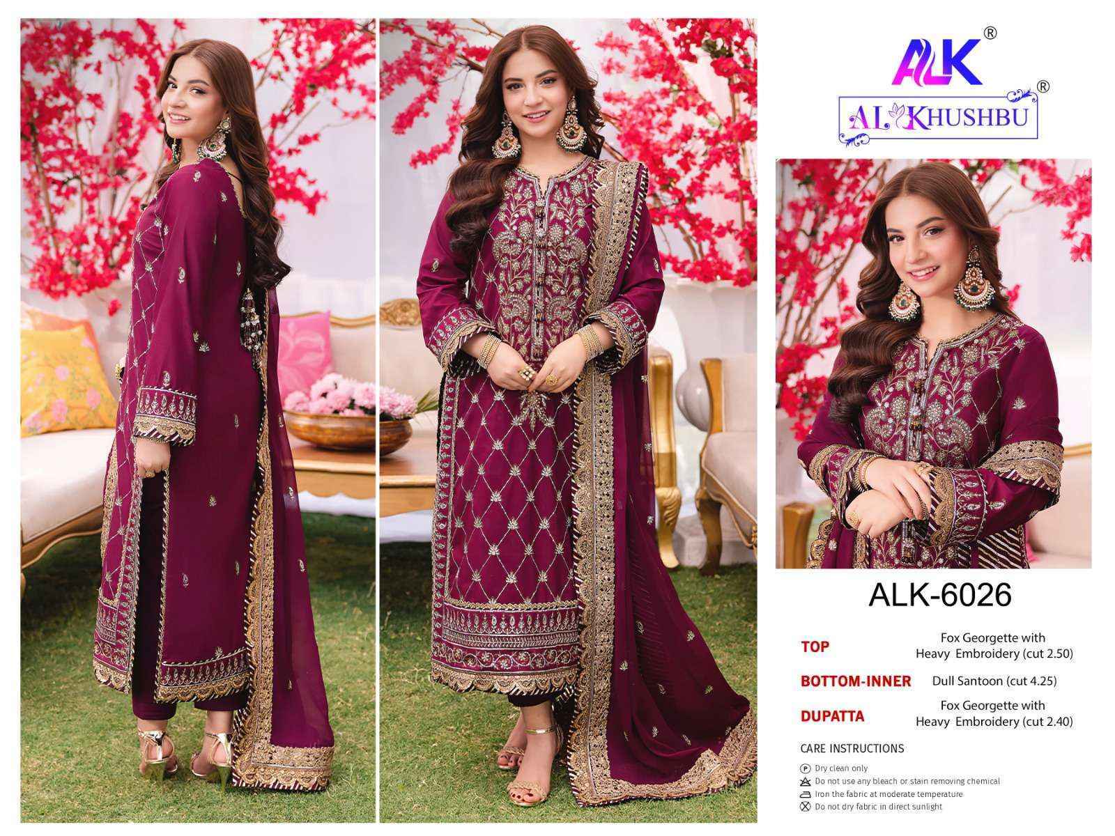 AL Khushbu DNO 6024 Georgette salwar kameez wholesale price (3 pcs catalog )