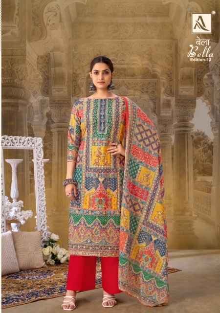 Alok Bella Edition 12 Muslin Salwar Kameez Wholesale Price ( 6 Pcs Catalog )