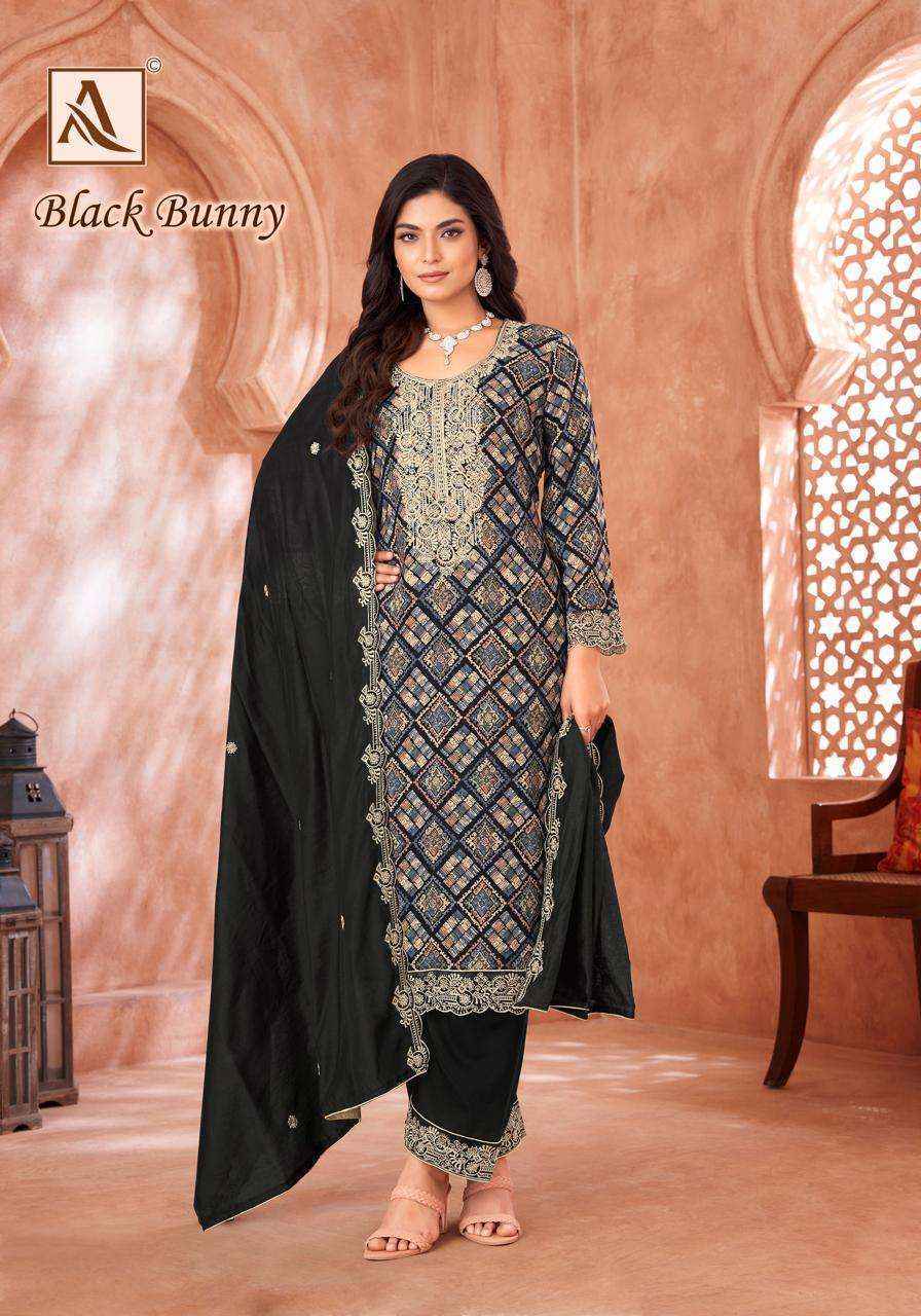 Alok Black Bunny Viscouse salwar kameez wholesale price (6 pcs catalog )