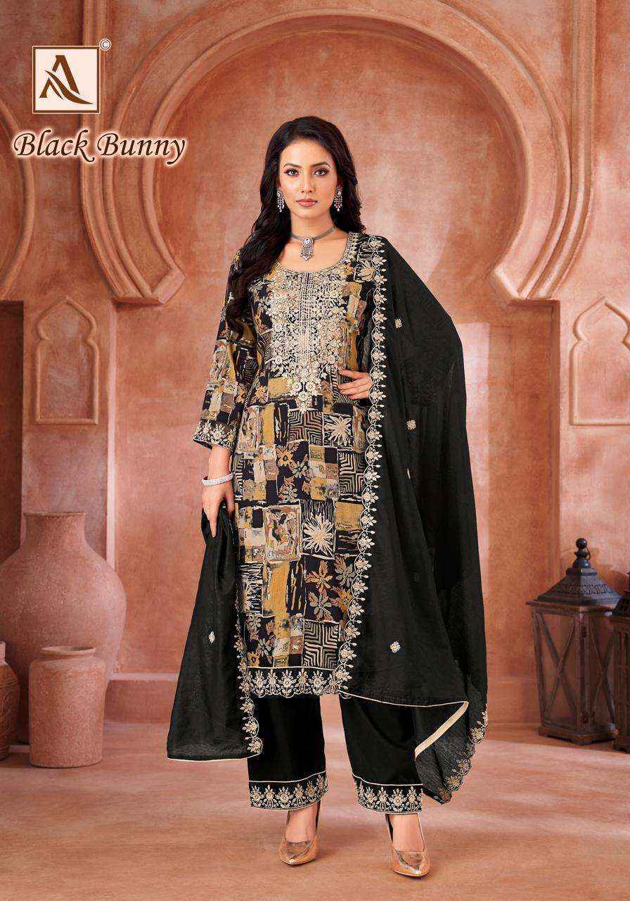 Alok Black Bunny Viscouse salwar kameez wholesale price (6 pcs catalog )