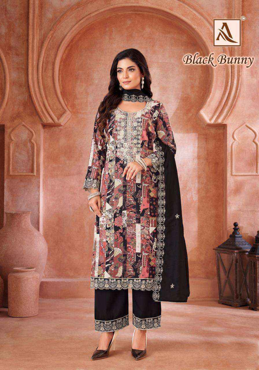 Alok Black Bunny Viscouse salwar kameez wholesale price (6 pcs catalog )