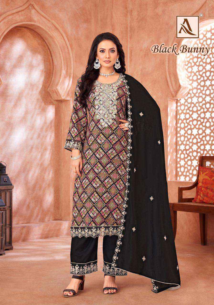 Alok Black Bunny Viscouse salwar kameez wholesale price (6 pcs catalog )