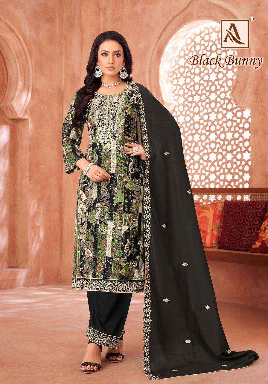 Alok Black Bunny Viscouse salwar kameez wholesale price (6 pcs catalog )