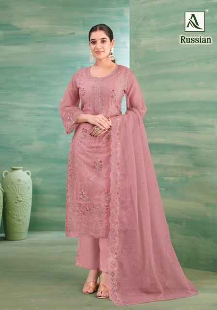 Alok Russian Cotton Salwar Kameez Wholesale Price (4 Pcs Catalog )