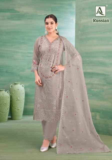 Alok Russian Cotton Salwar Kameez Wholesale Price (4 Pcs Catalog )