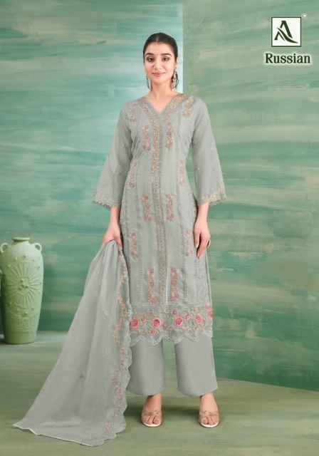 Alok Russian Cotton Salwar Kameez Wholesale Price (4 Pcs Catalog )