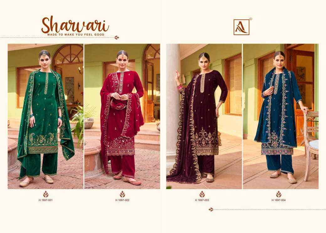 Alok Sharvari Velvet Wholesale Ladies Salwar Kameez ( 4 Pcs Catalogue )