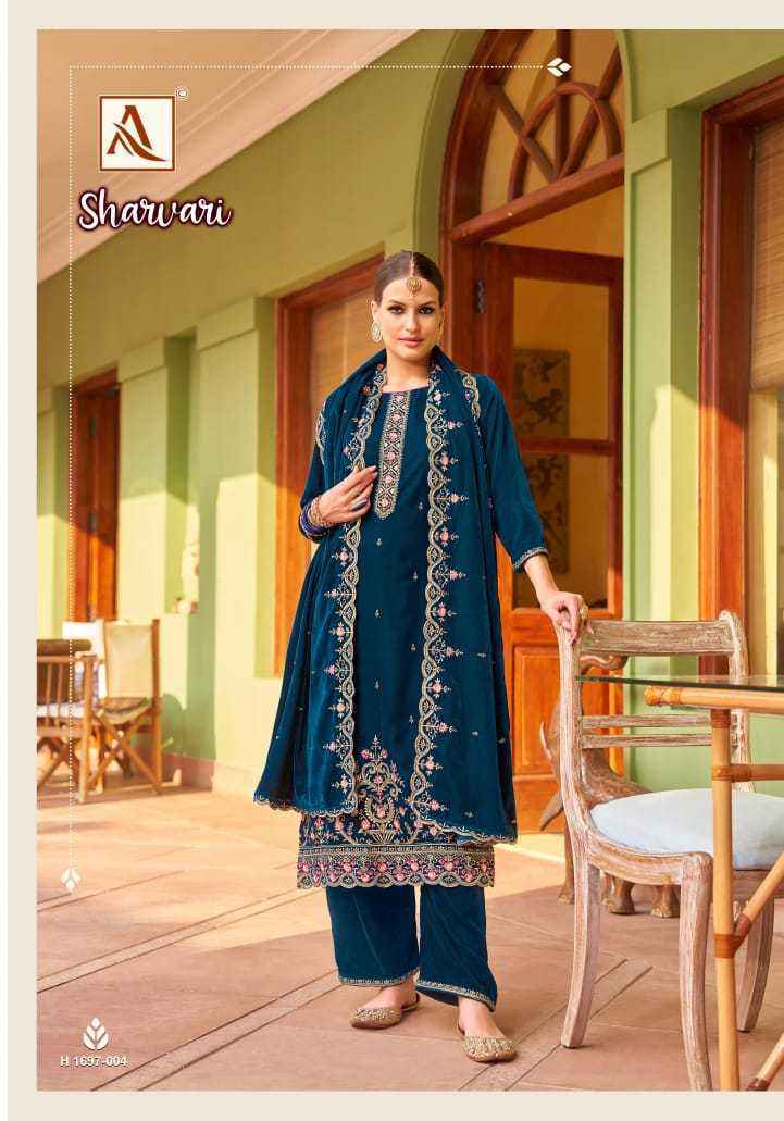 Alok Sharvari Velvet Wholesale Ladies Salwar Kameez ( 4 Pcs Catalogue )