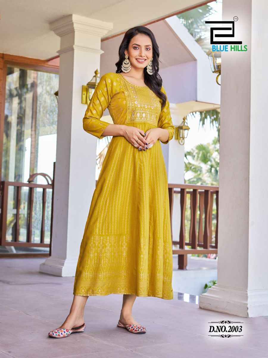 Blue Hills Pushpa 2 Rayon Anarkali Gown Latest Catalog ( 8 pcs Catalogue )