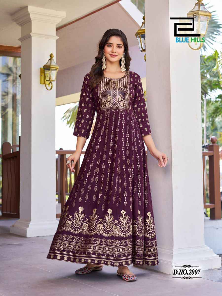 Blue Hills Pushpa 2 Rayon Anarkali Gown Latest Catalog ( 8 pcs Catalogue )