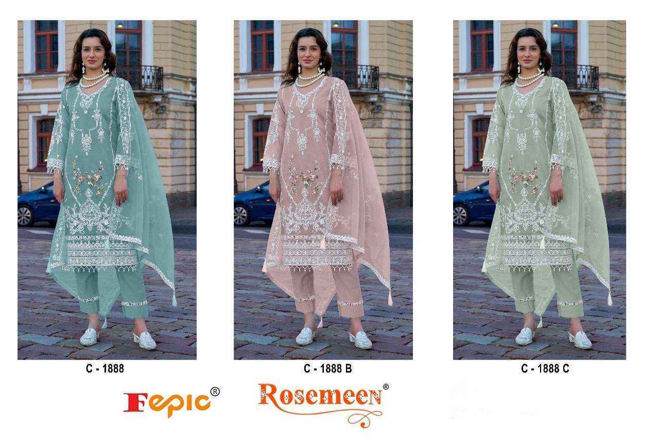 Fepic Rosemeen C 1888 Organza Salwar Kameez Wholesale Price ( 4 Pcs Catalog )
