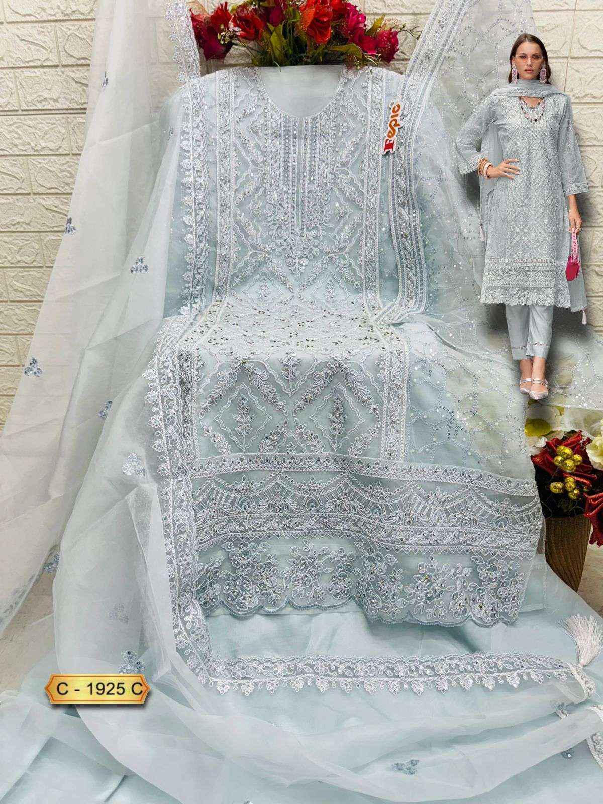 Fepic Rosemeen C 1925 Organza Salwar Kameez Wholesale Price ( 3 Pcs Catalog )