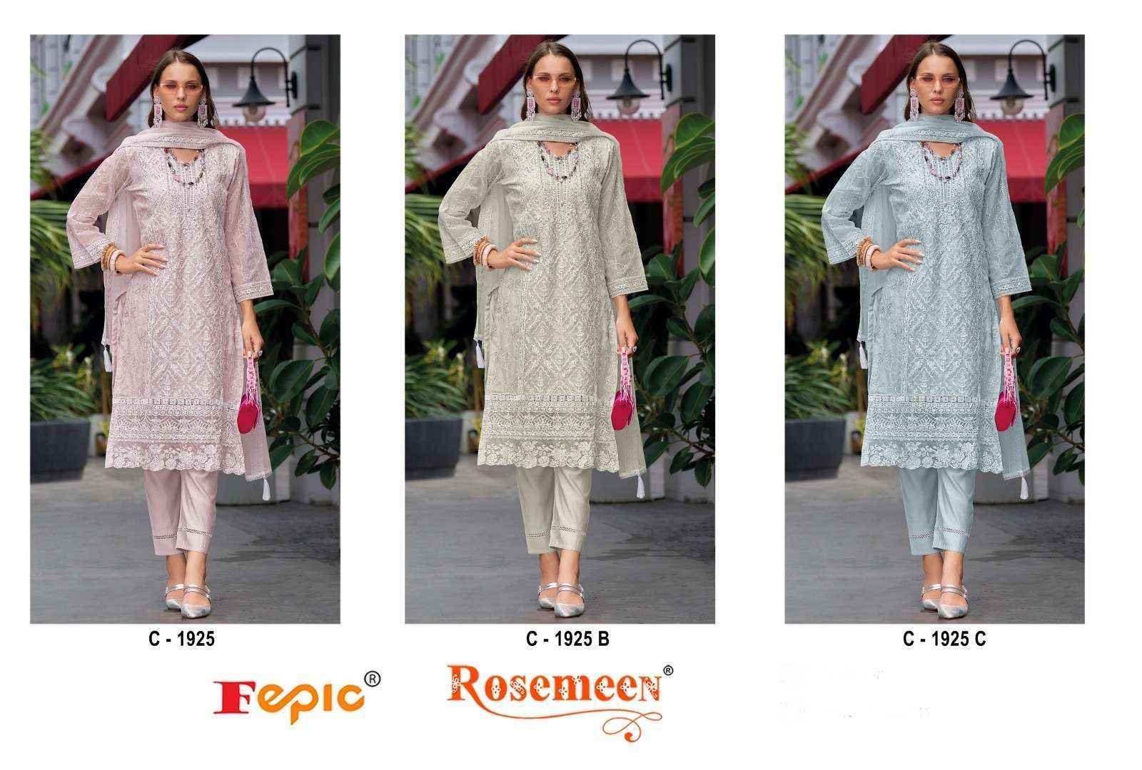 Fepic Rosemeen C 1925 Organza Salwar Kameez Wholesale Price ( 3 Pcs Catalog )