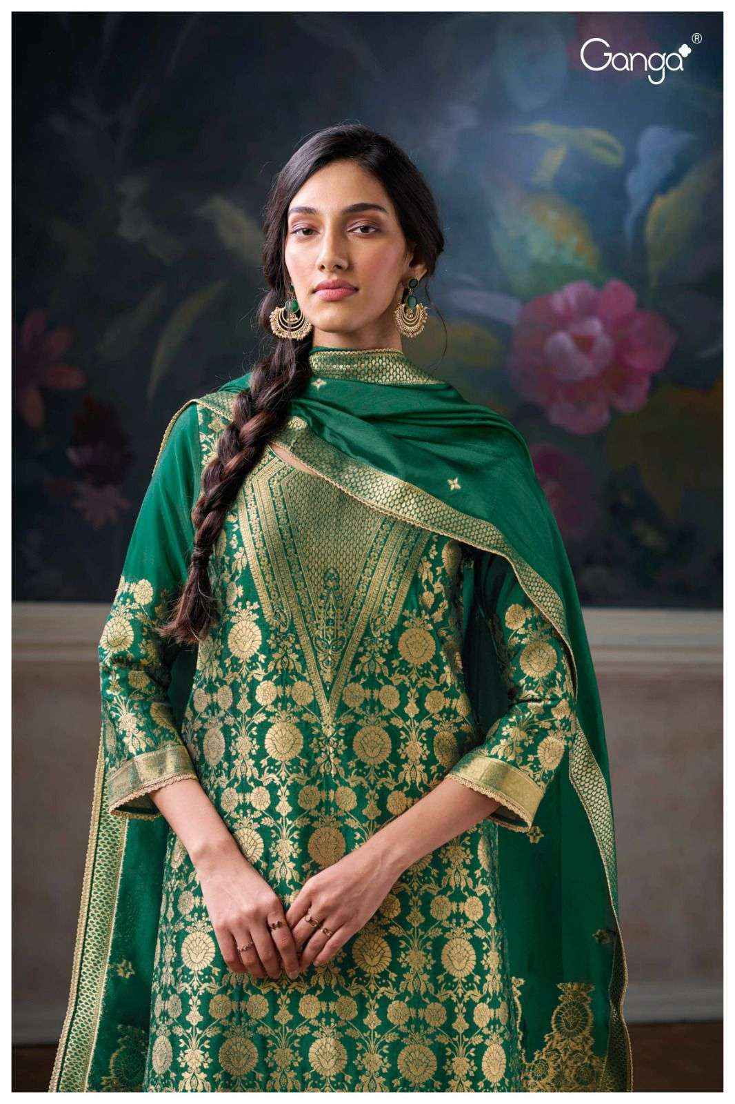 Ganga Fashion Aruna 3075 Fancy Woven Silk Salwar Kameez Wholesale Price ( 6 Pcs Catalog )