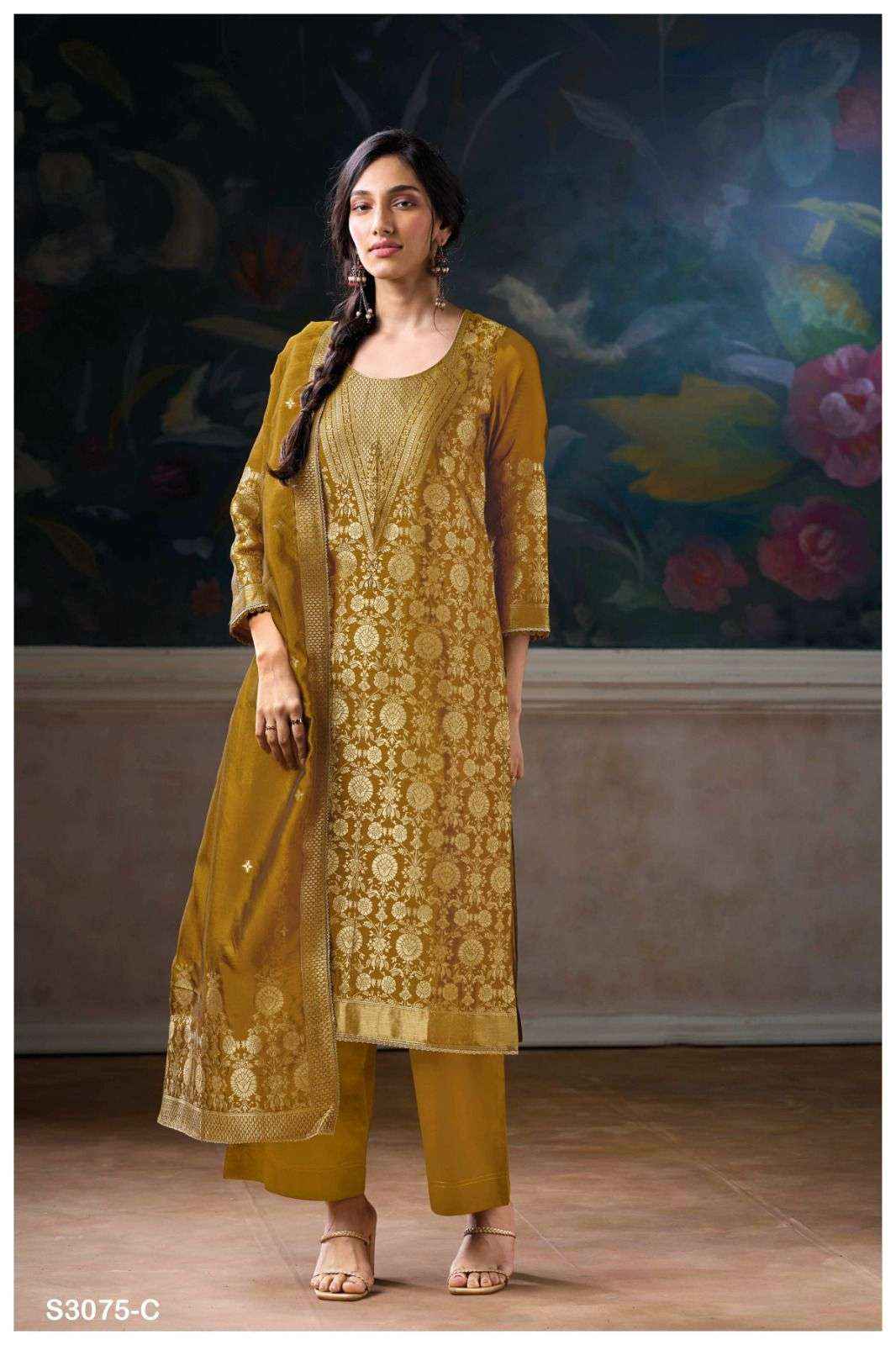 Ganga Fashion Aruna 3075 Fancy Woven Silk Salwar Kameez Wholesale Price ( 6 Pcs Catalog )