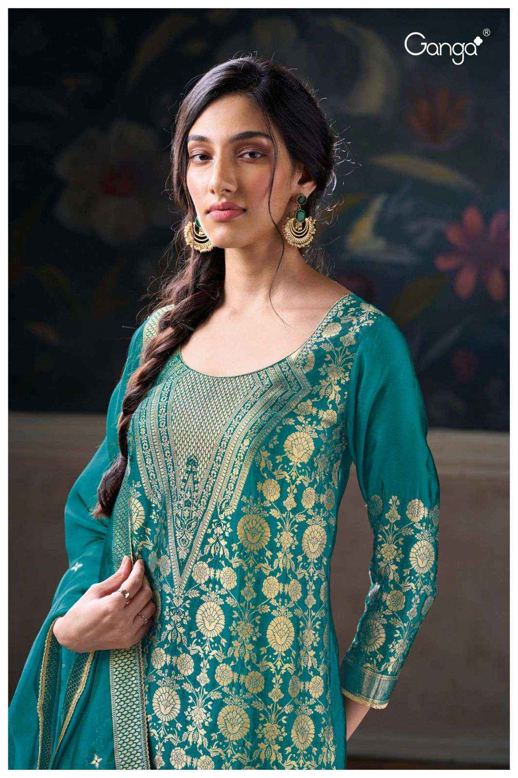 Ganga Fashion Aruna 3075 Fancy Woven Silk Salwar Kameez Wholesale Price ( 6 Pcs Catalog )