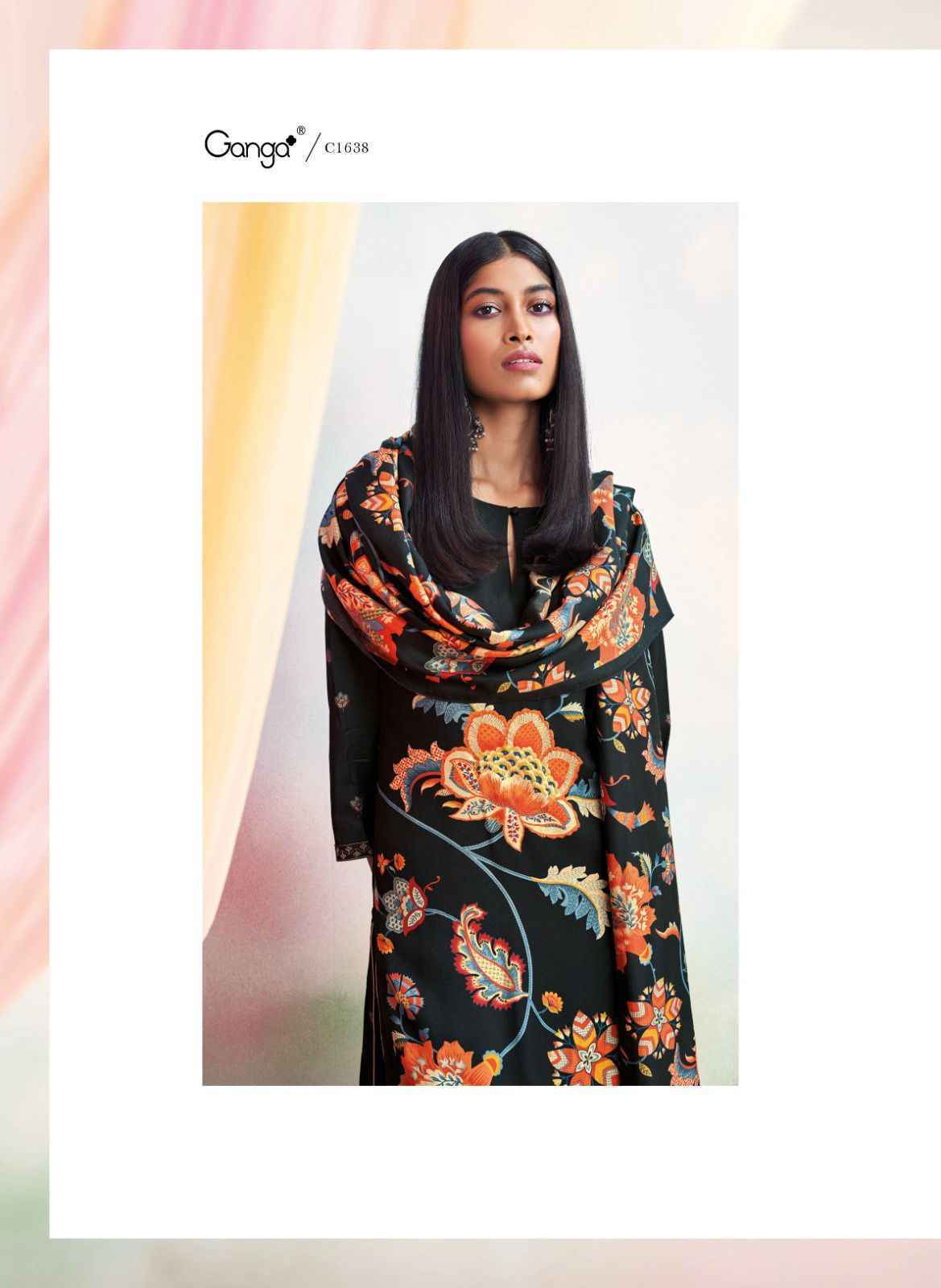 Ganga Mor Bemberg Silk Pashmina salwar kameez wholesale price ( 6 pcs catalog )