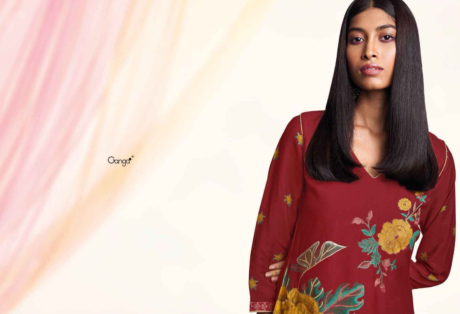 Ganga Mor Bemberg Silk Pashmina salwar kameez wholesale price ( 6 pcs catalog )
