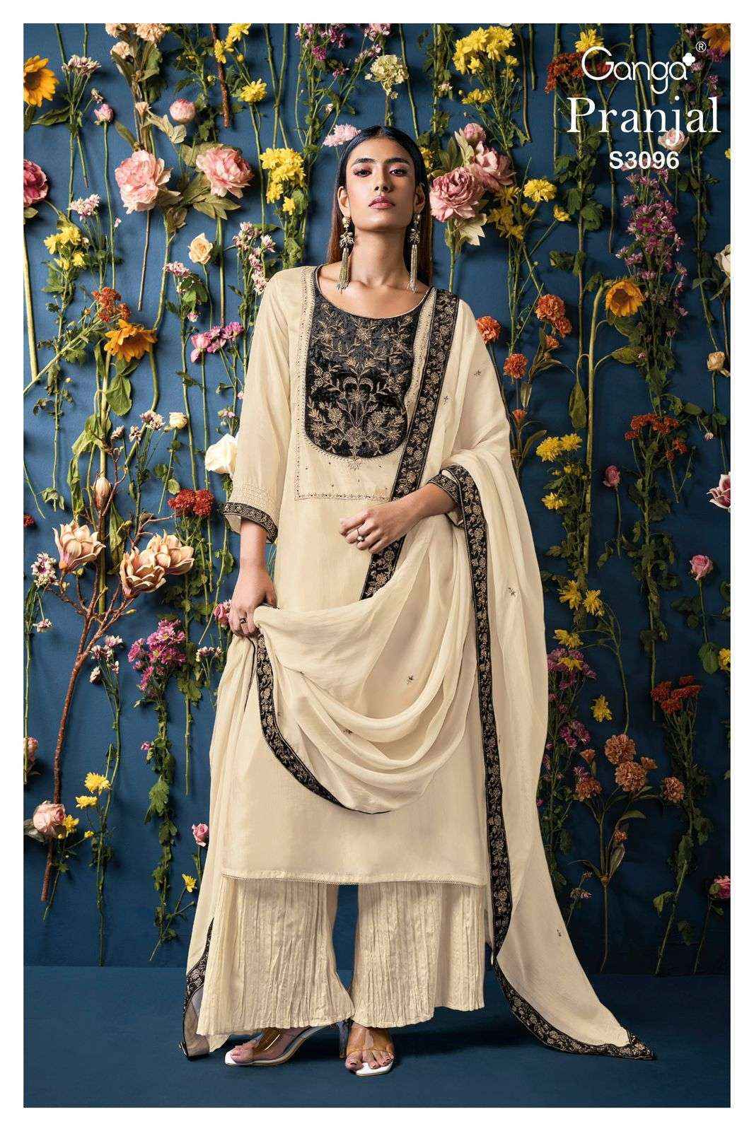 Ganga Pranjal 3096 Bamberg Silk Salwar Kameez Wholesale Price ( 2 Pcs Catalog )