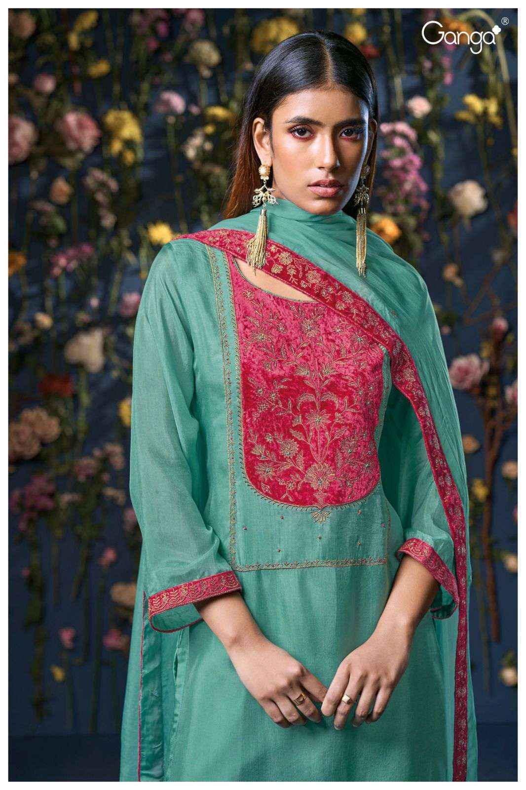 Ganga Pranjal 3096 Bamberg Silk Salwar Kameez Wholesale Price ( 2 Pcs Catalog )