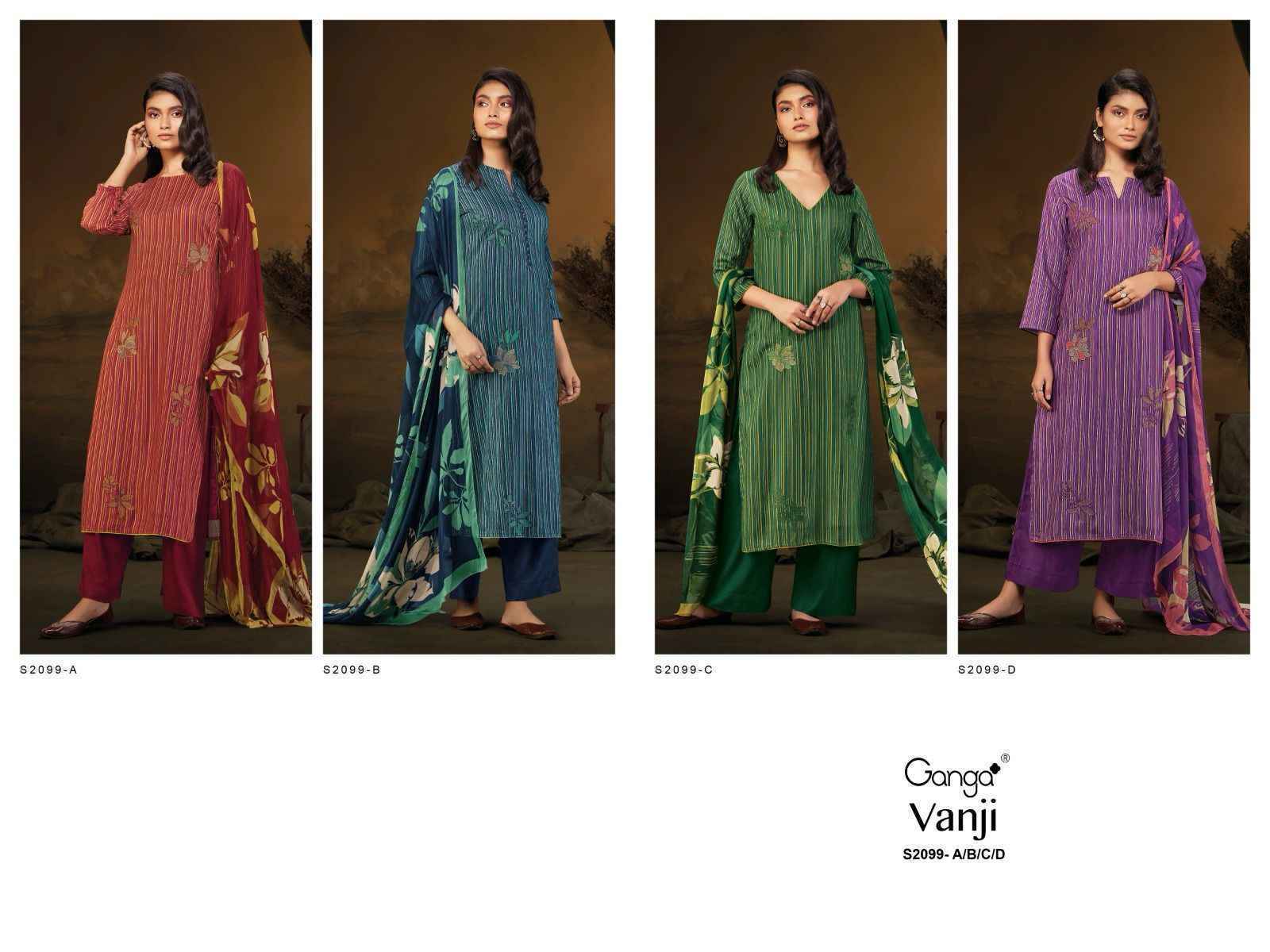 Ganga Vanji-2099 Pashmina salwar kameez wholesale price ( 4 pcs catalog )