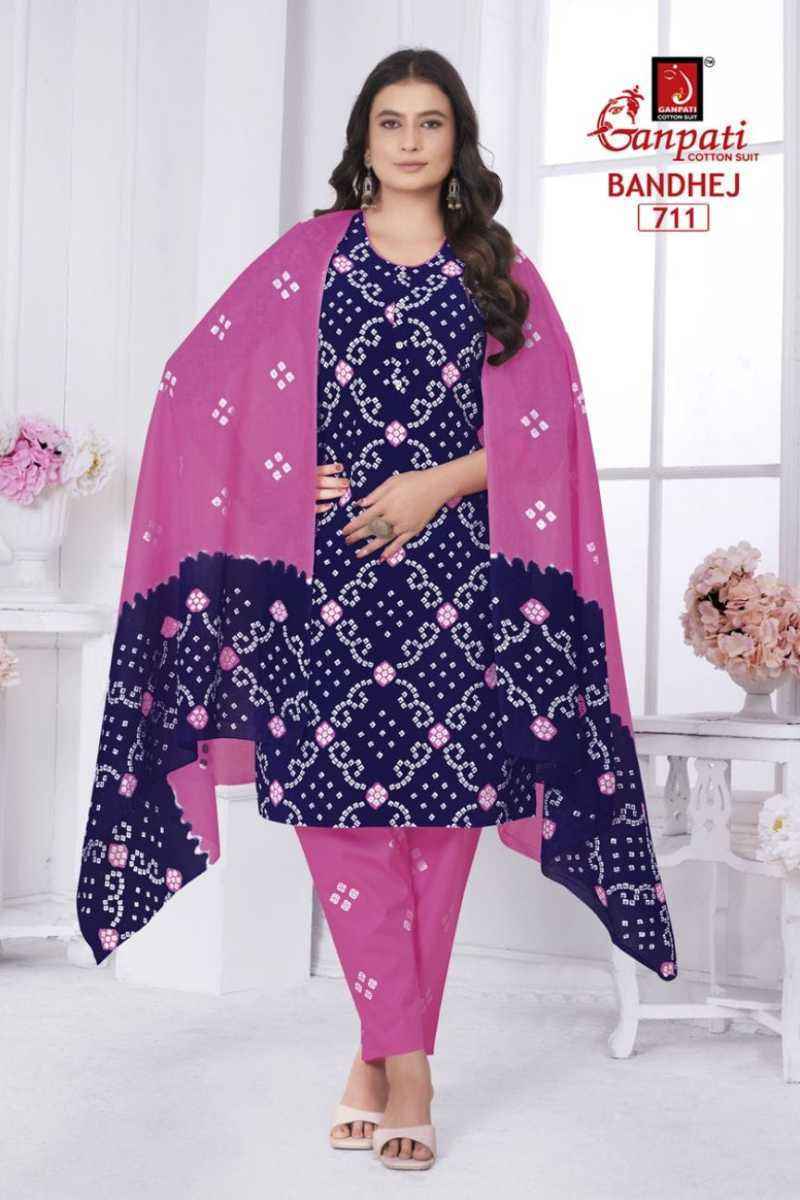 Ganpati Bandhani Vol 7 Readymade Cotton Salwar Kameez Wholesale Price ( 15 Pcs Catalog )