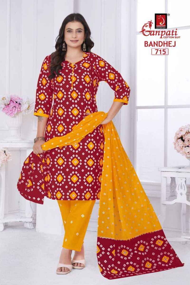 Ganpati Bandhani Vol 7 Readymade Cotton Salwar Kameez Wholesale Price ( 15 Pcs Catalog )