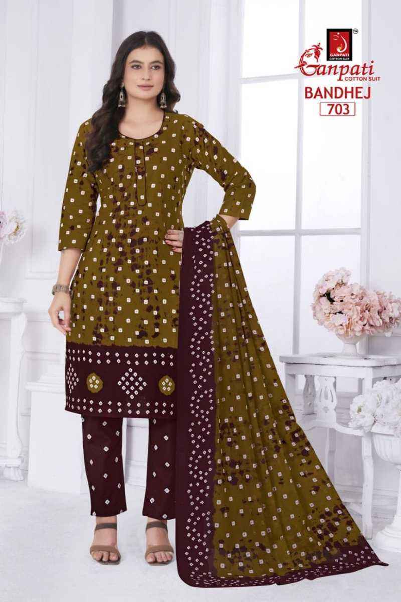 Ganpati Bandhani Vol 7 Readymade Cotton Salwar Kameez Wholesale Price ( 15 Pcs Catalog )