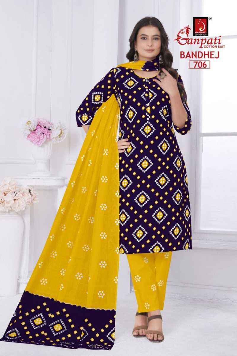 Ganpati Bandhani Vol 7 Readymade Cotton Salwar Kameez Wholesale Price ( 15 Pcs Catalog )