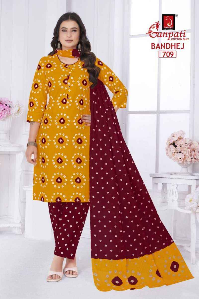 Ganpati Bandhani Vol 7 Readymade Cotton Salwar Kameez Wholesale Price ( 15 Pcs Catalog )