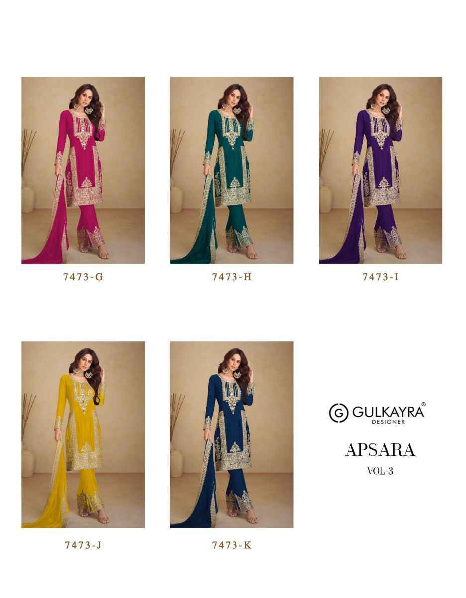 Gulkayra Designer Apsara Vol 3 Readymade Chinon Salwar Kameez Wholesale Price ( 5 Pcs Catalog )