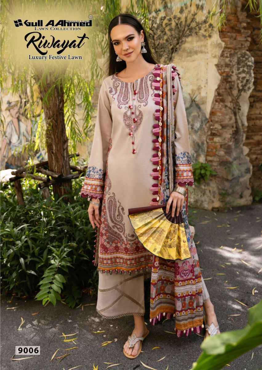 Gull Aahmed Riwayat Vol 9 Wholesale Lawn Cotton Pakistani Suits ( 6 pcs Catalogue )