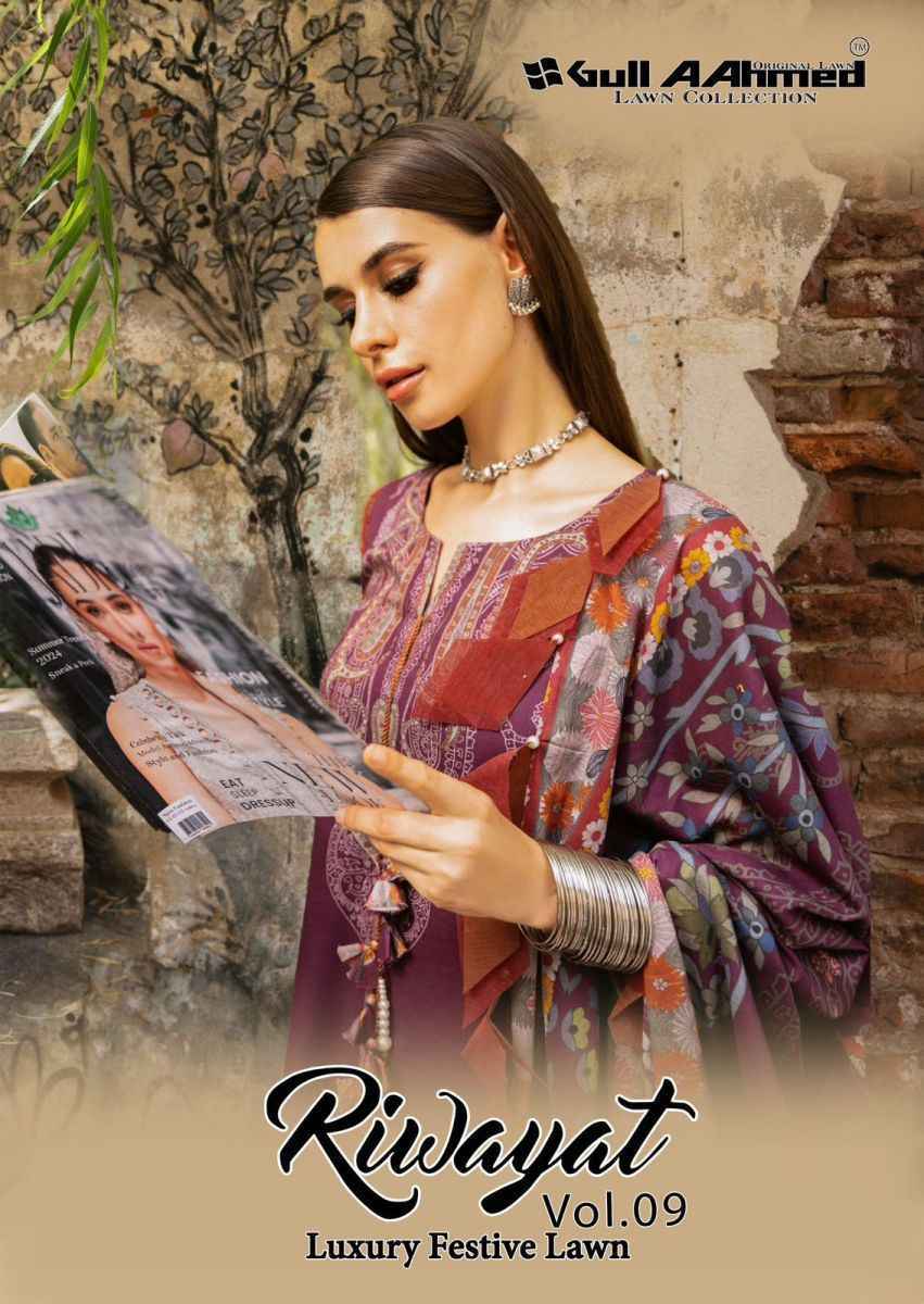 Gull Aahmed Riwayat Vol 9 Wholesale Lawn Cotton Pakistani Suits ( 6 pcs Catalogue )