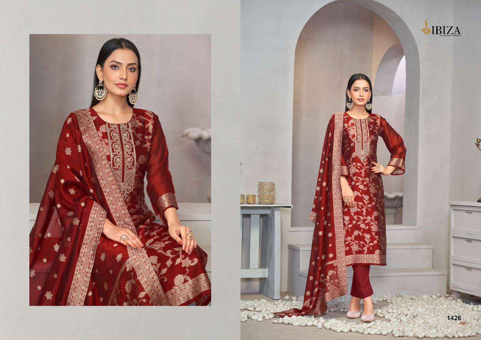 Ibiza Rija Silk Jacquard salwar kameez wholesale price ( 4 pcs catalog )