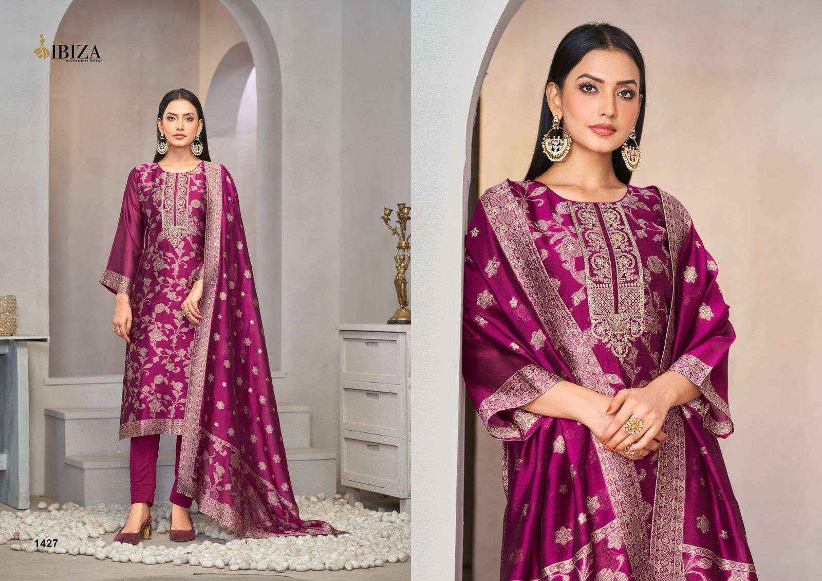 Ibiza Rija Silk Jacquard salwar kameez wholesale price ( 4 pcs catalog )