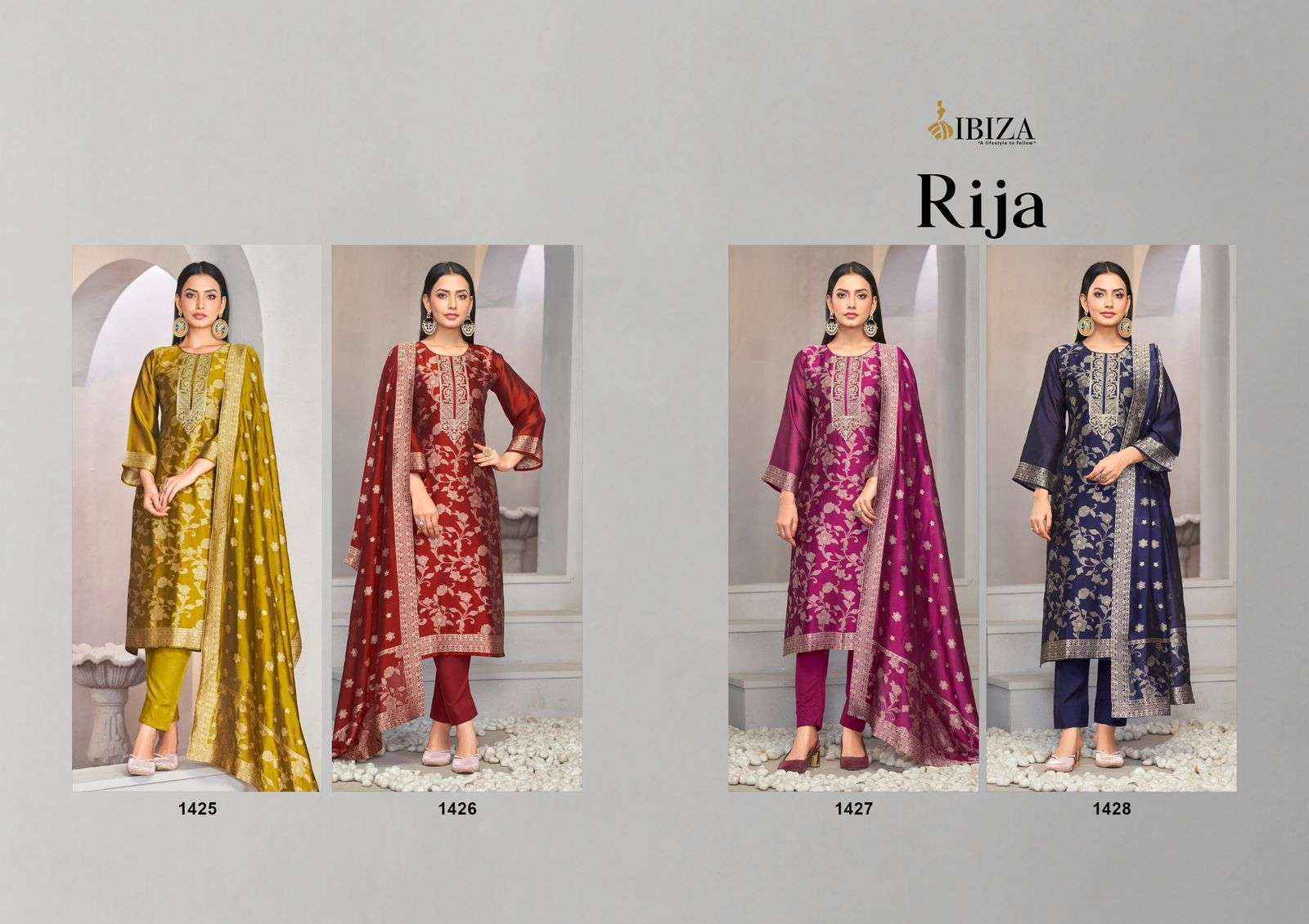 Ibiza Rija Silk Jacquard salwar kameez wholesale price ( 4 pcs catalog )