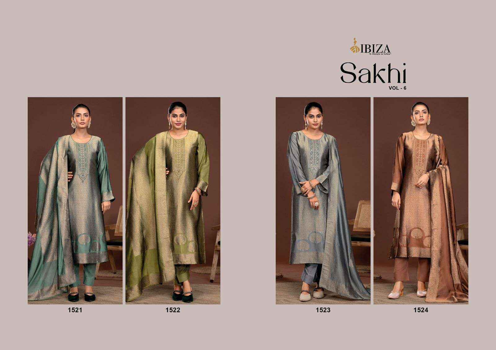 Ibiza Sakhi Silk Vol 6 Silk Jacquard Salwar Kameez Wholesale Price ( 4 Pcs Catalog )