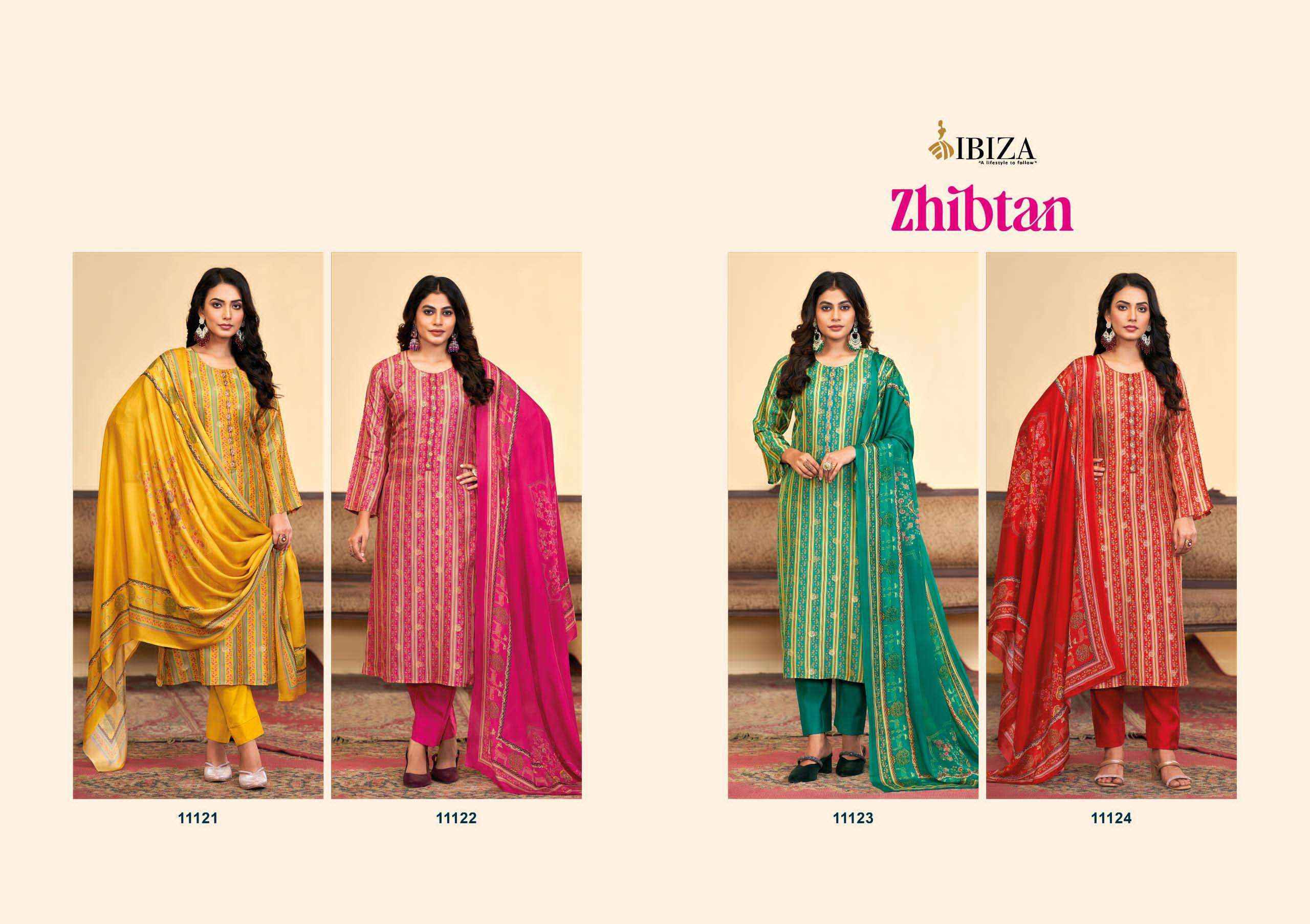 Ibiza Zhibtan Silk Jacquard Salwar Kameez Wholesale Price ( 4 Pcs Catalog )