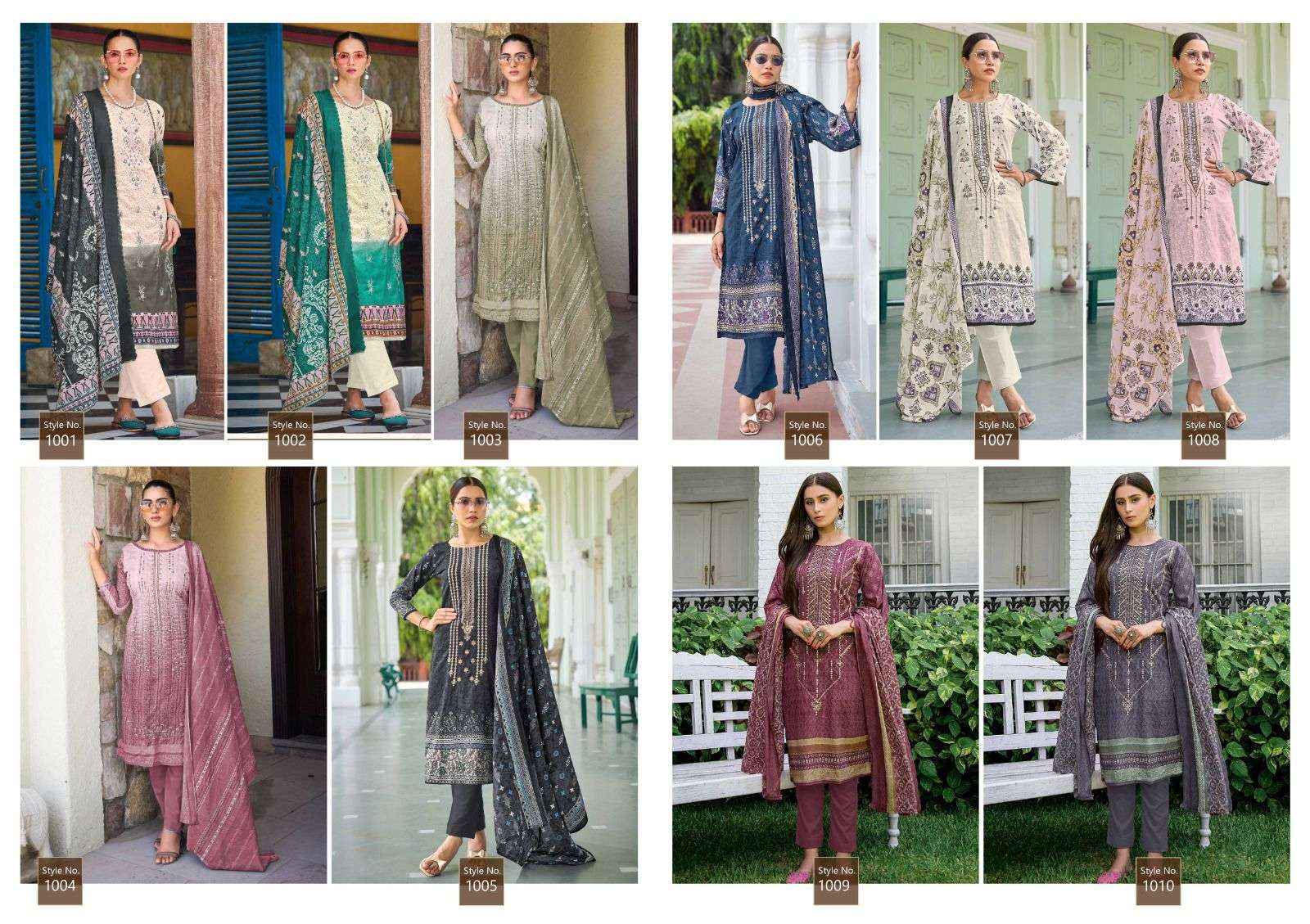 ISHAAL PRINTS EMBROIDERED COMBO 24 LAWN PAKISTANI STYLE SALWAR KAMEEZ ( 10 PCS CATALOG )