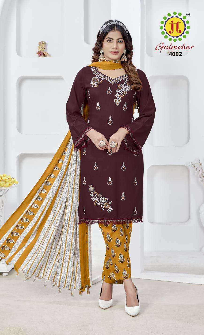 JT GULMOHAR VOL 4 RAYON DRESS MATERIAL WHOLESALE PRICE ( 5 PCS CATALOG )