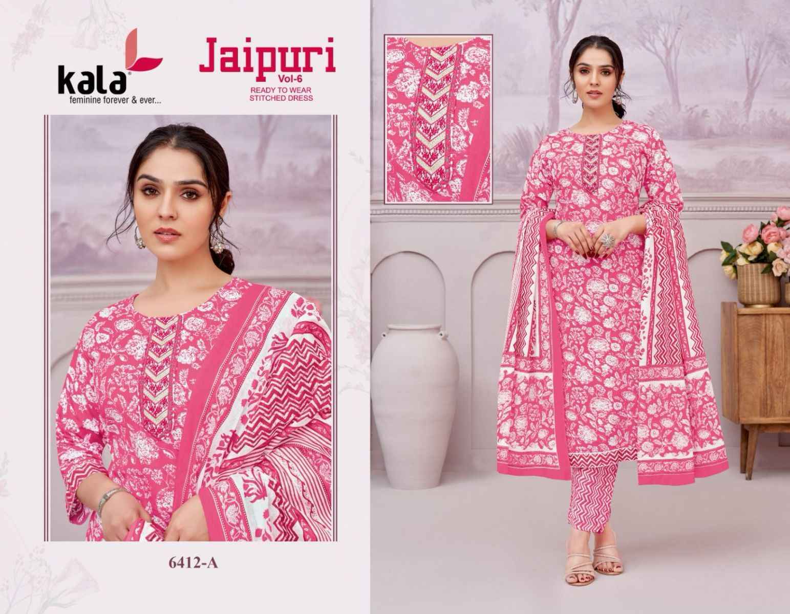 Kala Jaipuri Vol 6 Readymade Cotton salwar kameez wholesale price ( 12 pcs catalog )